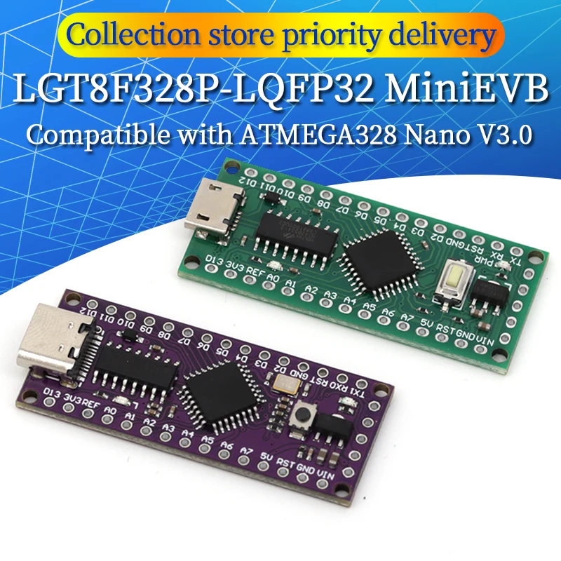 LGT8F328P-LQFP32 MiniEVB TYPE-C MICRO USB Compatible With ATMEGA328 Nano V3.0 LGT8F328P CH9340C / HT42B534-1 SOP16 For Arduino