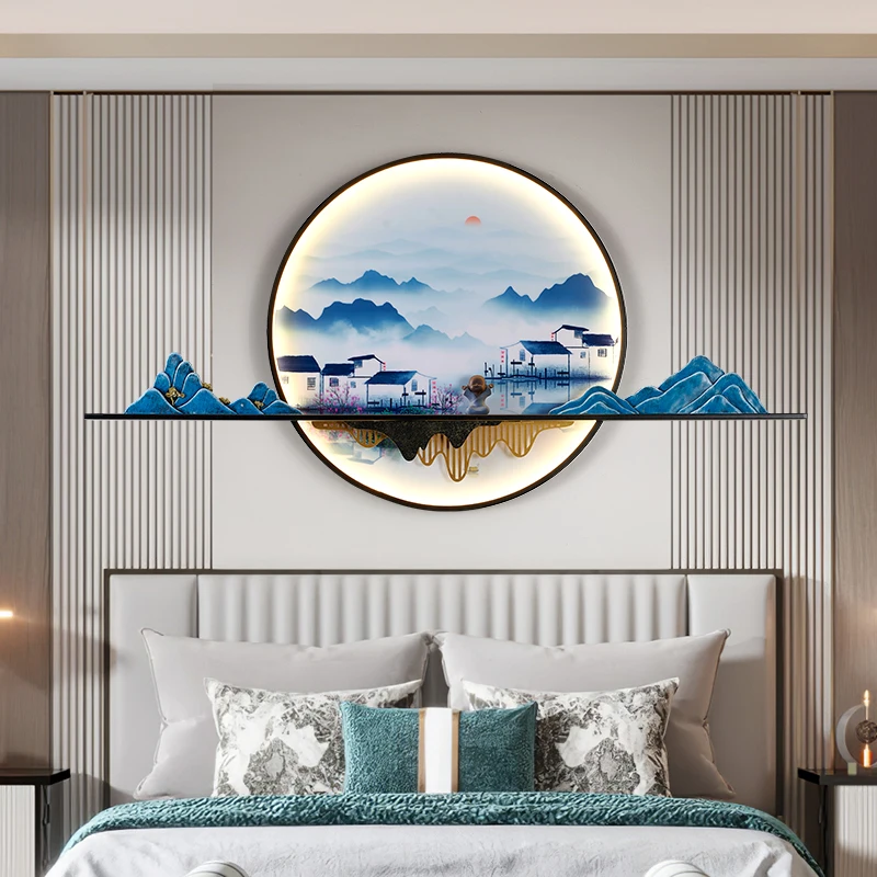 

Modern Chinese Picture Wall Light LED Chinese Creative Landscape Mural Background Lamp for Home Decor Living Room Bedroom Lamps