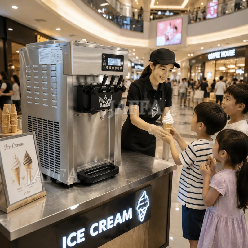 Soft Serve Ice Cream Machine For home, Commercial Three Flavor Ice Cream Maker,Touch Screen Puffing Shortage Alarm