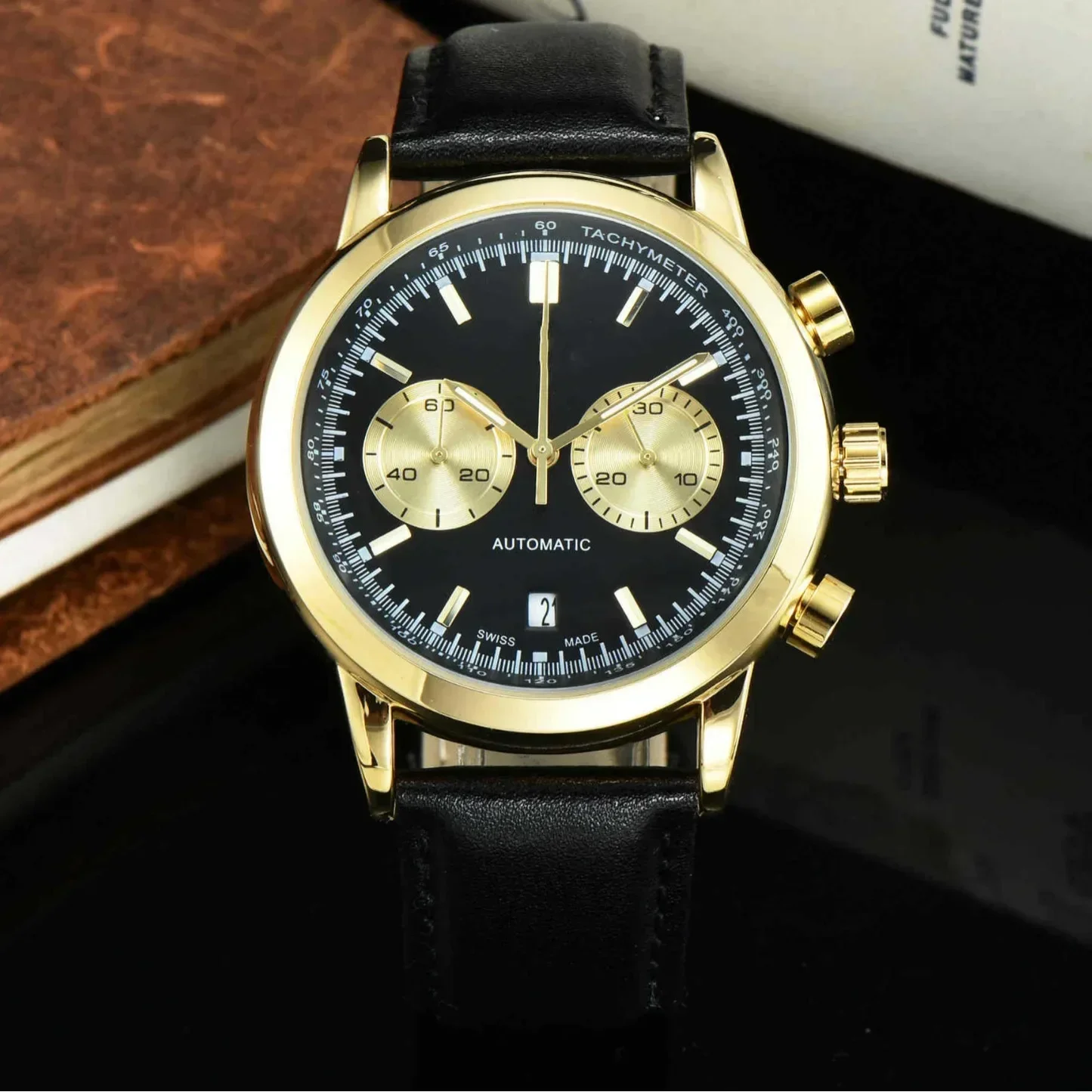 ​2025 New American Classic Retro Watch, Calendar Display, 10ATM Waterproof, Luminous Leather Strap, Stainless Steel Case,