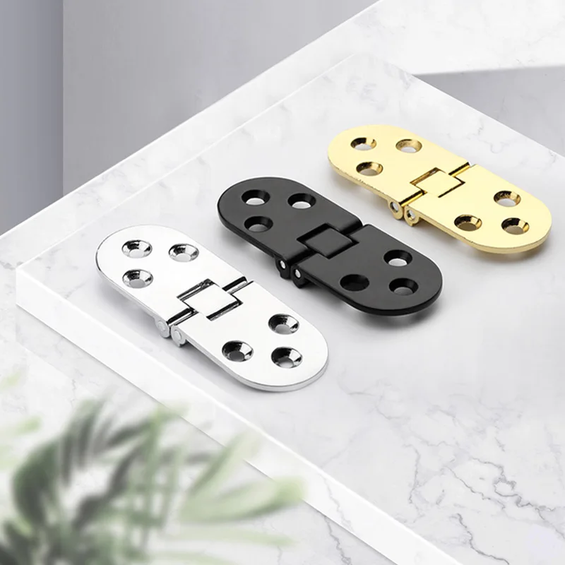 Zinc Alloy Flip Plate Hinge with Rounded Corners, Hidden Hinge for Dining Table 180 Degree Folding Flip Plate Hinge for Tabletop