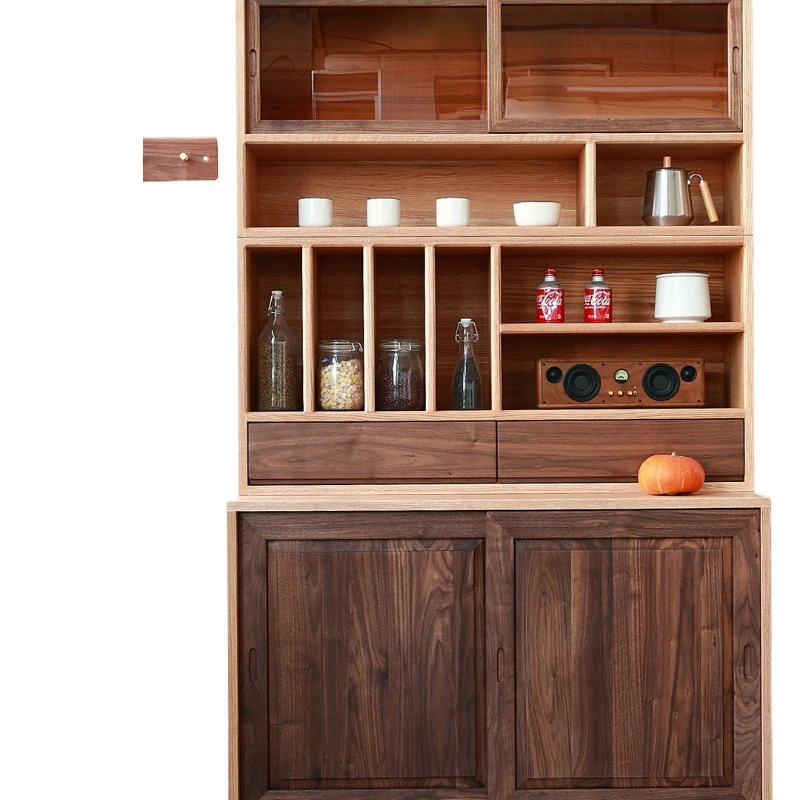 

Log wind storage cabinet, dining side cabinet storage, solid wood black walnut cabinet, new Chinese style cabinet