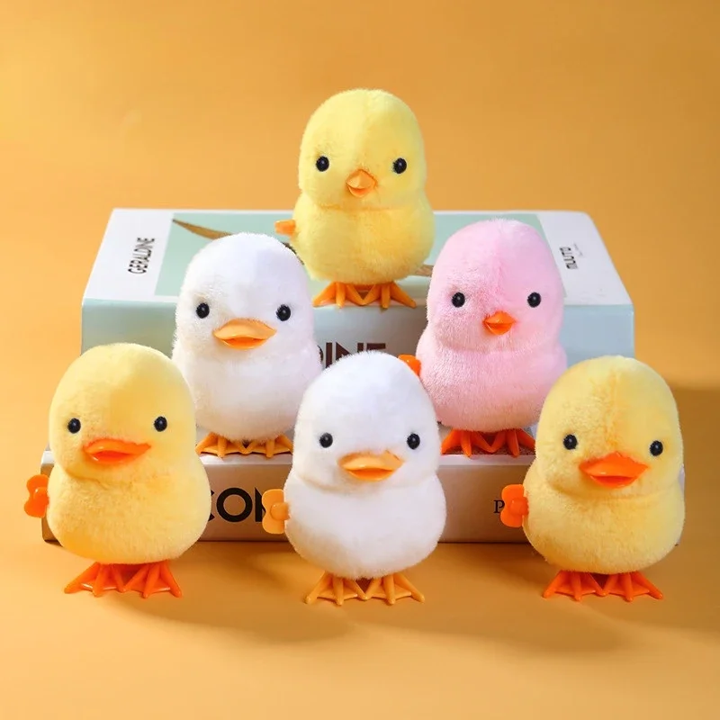 

1pcs Cute Wind Up Jumping Chick Plush Animals Toy Kids Boy Girl Stuffed Animals Chick Clockwork Walking Toys Children Fun Gifts