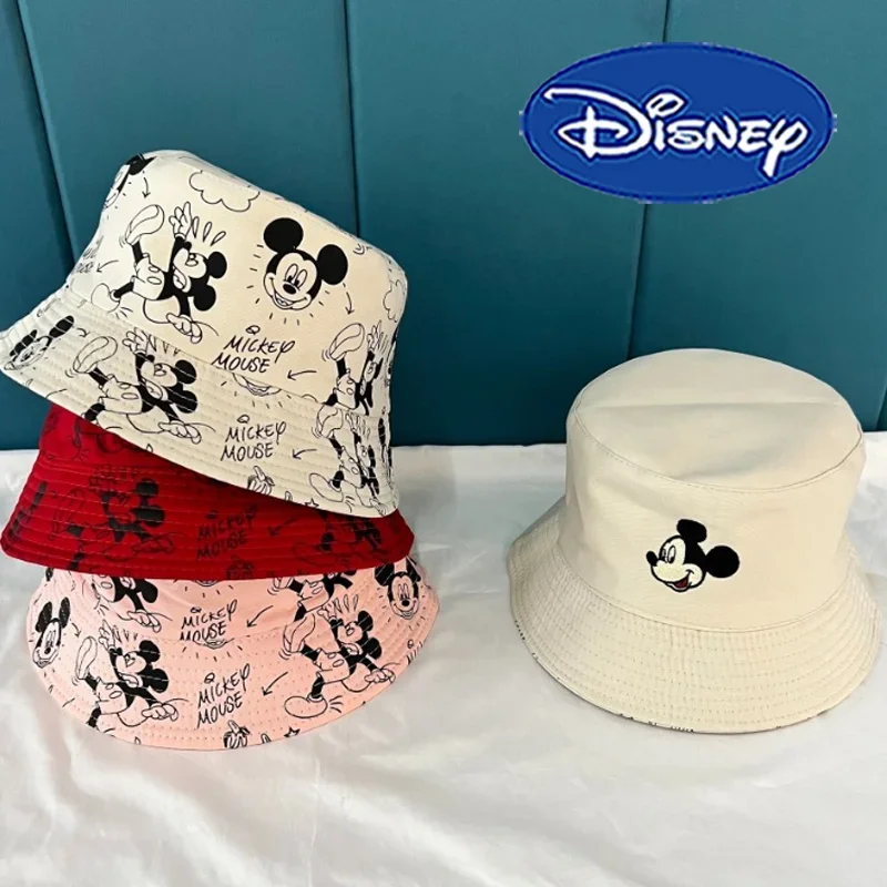 

Disney Mickey Mouse Bucket Hat Cartoon Cute Reversible Printed Fisherman's Hat Y2K Outdoors Fashion Sunscreen Fisherman Caps