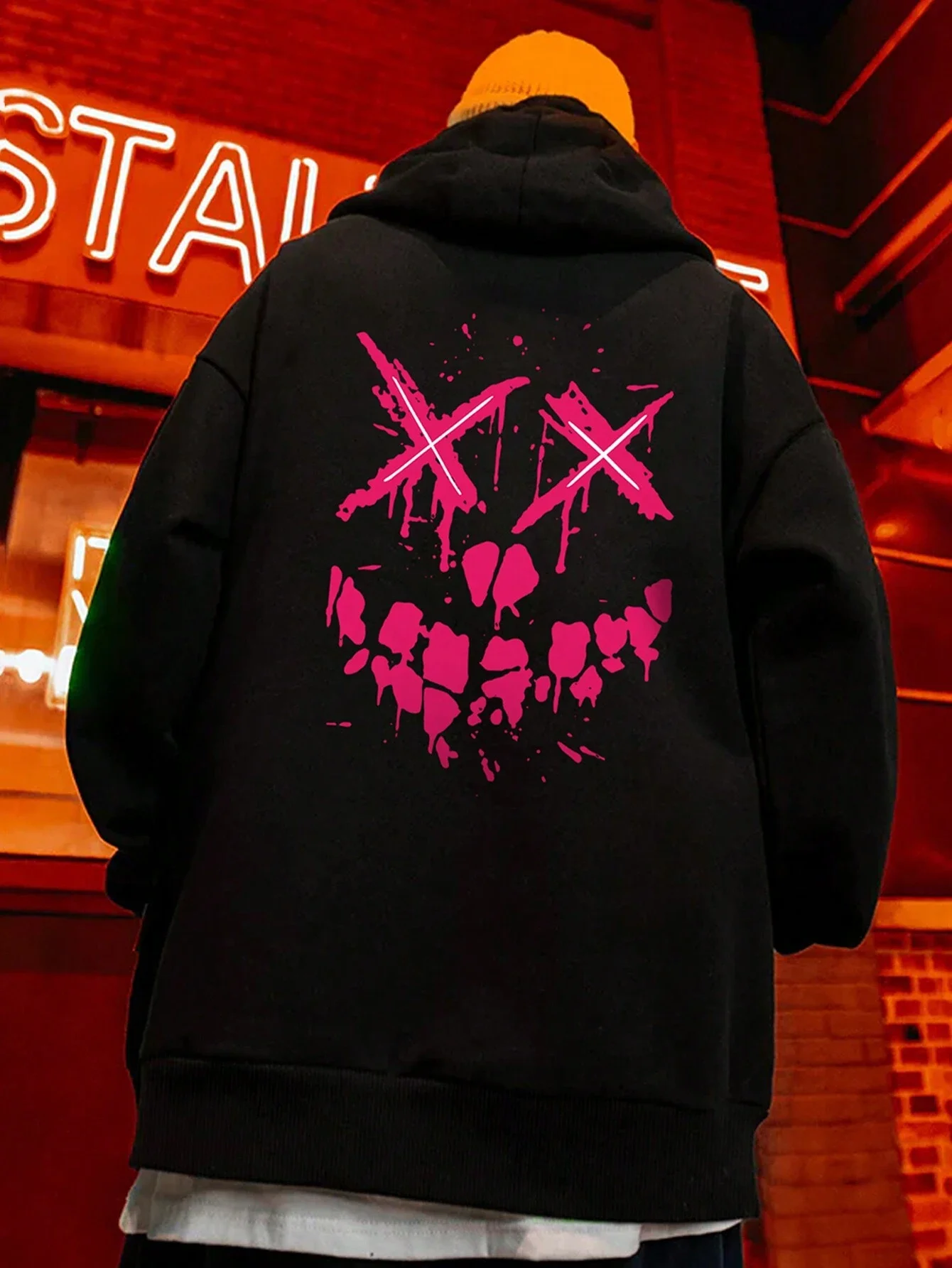 

2024 Hot Sale Men's Slogan Graphic Printed Casual Sport & Commute Versatile Letter Embellished Fleece Lined White Hoodie