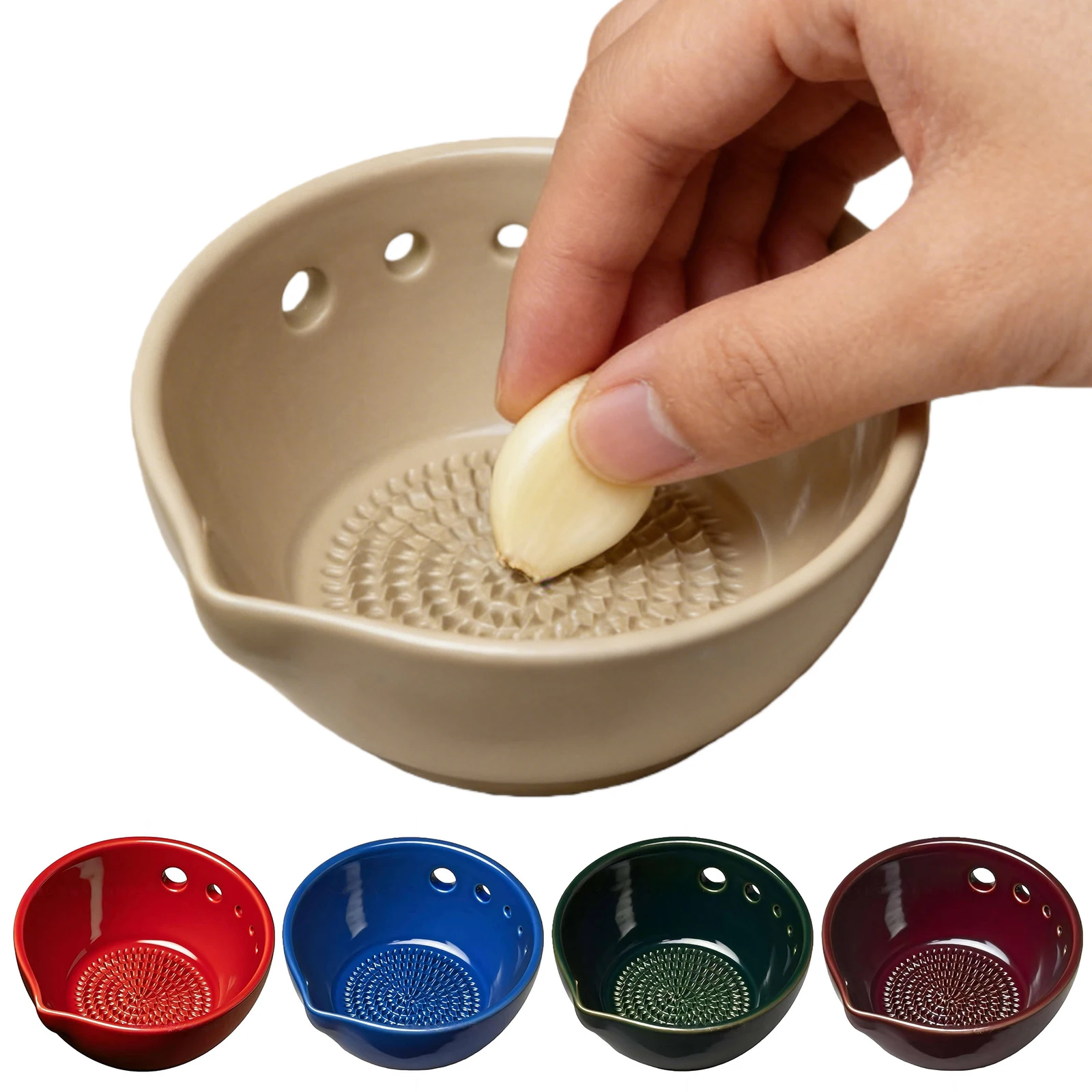 All-in-one Premium Resin Garlic Grater Bowl, 2-in-1 Garlic Grater & Stripper Bowl For Garlic, Ginger, Chocolate and more