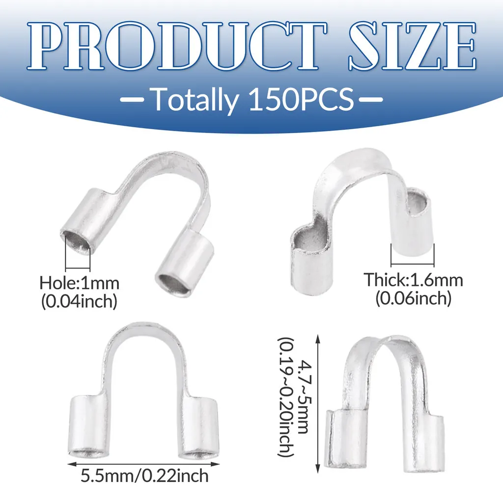 150Pcs 304 Stainless Steel Wire Guardian and Protectors for Bracelet Necklace Jewelry Making Supplies 4.7~5x5.5x1.6mm