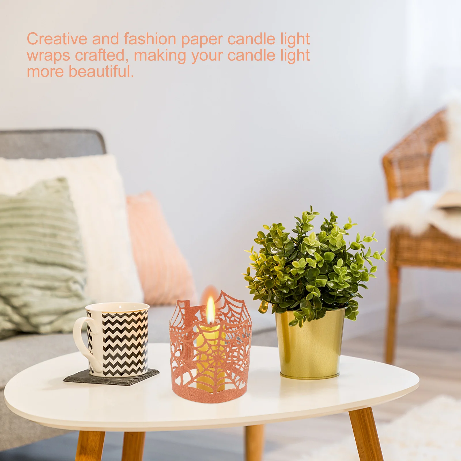 50Pcs LED Lampshades Spiderweb Paper Wrappers Halloween Tea Light Holders Party Decor Cupcake Wrappers Table Decorations