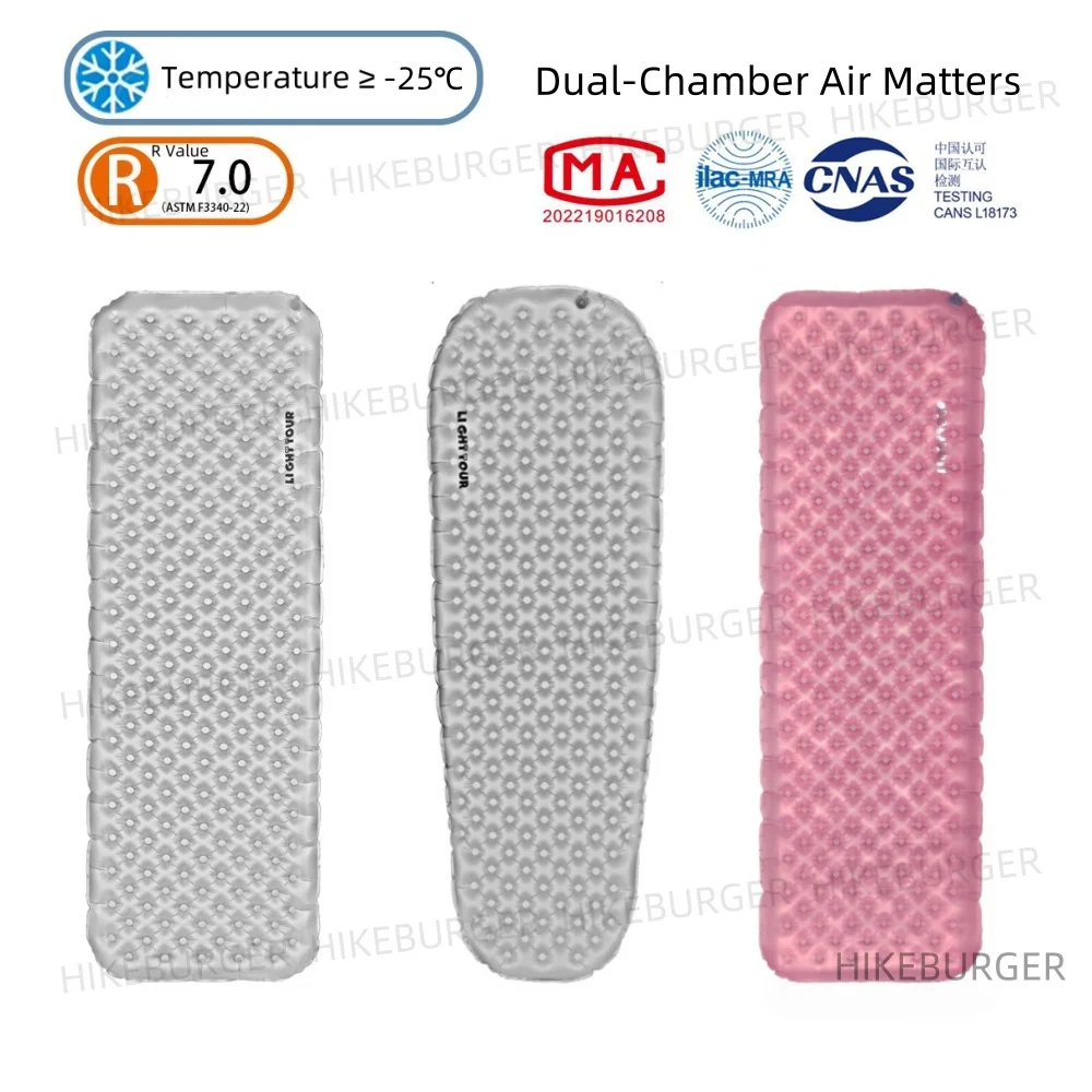 Light Tour R-Value 7.0 Outdoor Camping Dual-Chamber Air Matters Portable Ultralight Moisture-proof Mat Tent Hiking Sleeping Pad