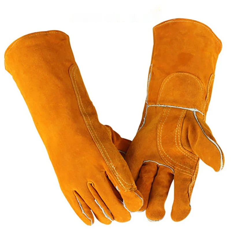 35cm 40cm Welding Gloves Split Cowhide Leather Welder Gloves Reinforced Thumb Palm MIG/Stick Welding Gloves