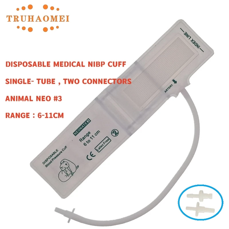 Veterinary NIBP Cuff Multisize Upper Arm Disposable Non-woven Animal NIBP Cuff Pet Blood Pressure Single Hose