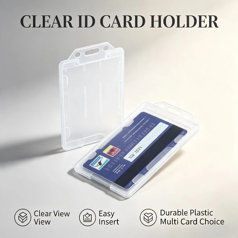2Pcs Transparent ID Pass Work Card Holder Office Badge Holder Credit Bank Card Protective Case Sleeve Working Permit