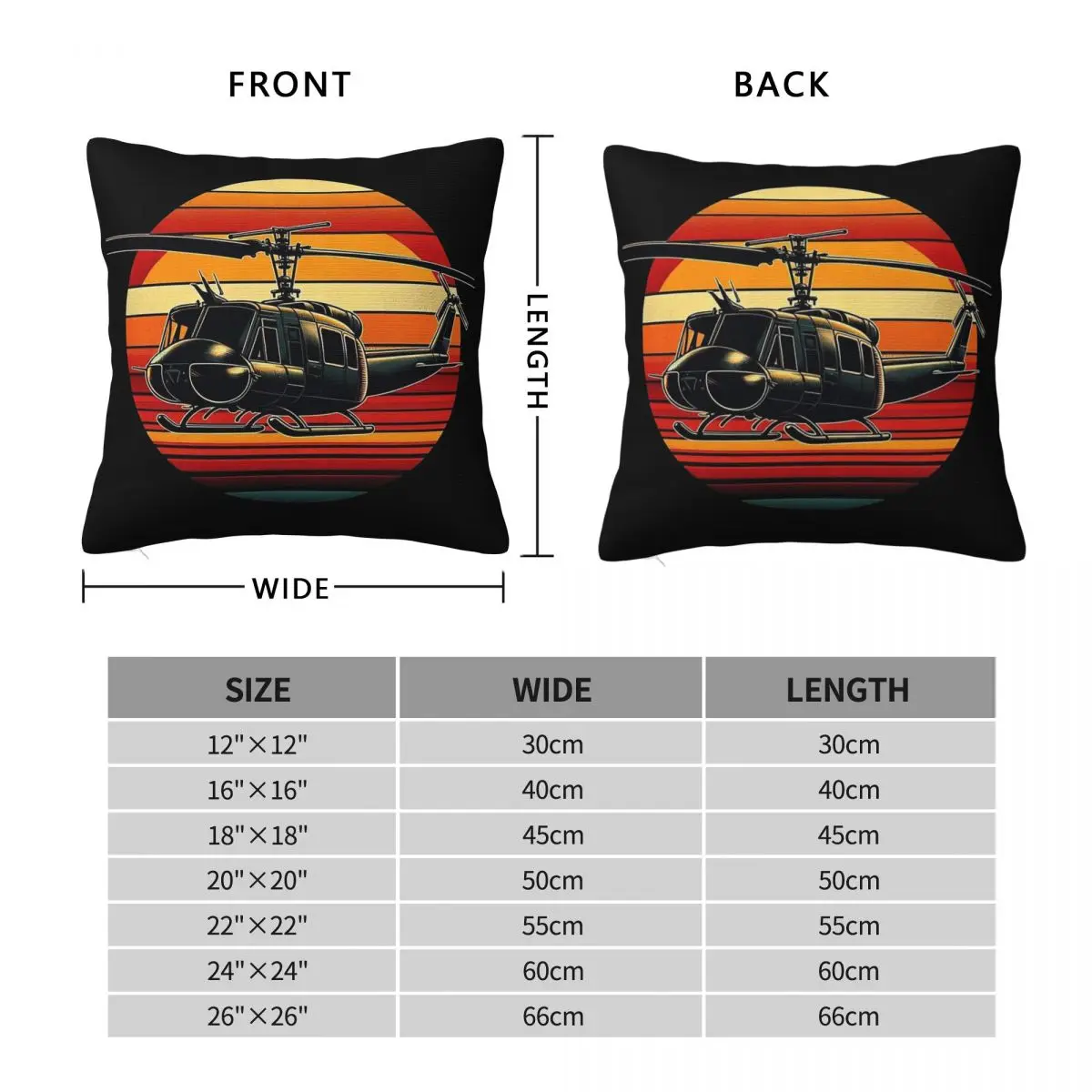 UH-1 Iroquois Huey Helicopter Square Pillowcase Polyester Linen Velvet Printed Decorative Pillow Case Room Cushion Cover 45x45
