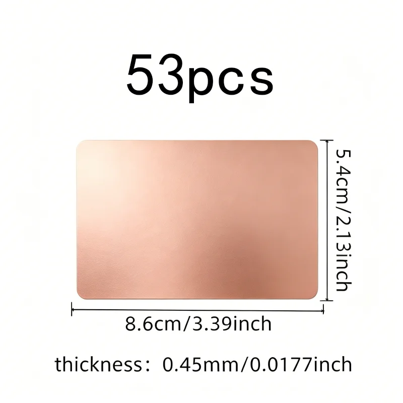 53 pcs 0.45mm Laser Engraving Cards, Durable Scratch Resistant, suitable for Sublimation Printing, Aluminum Smooth Surface