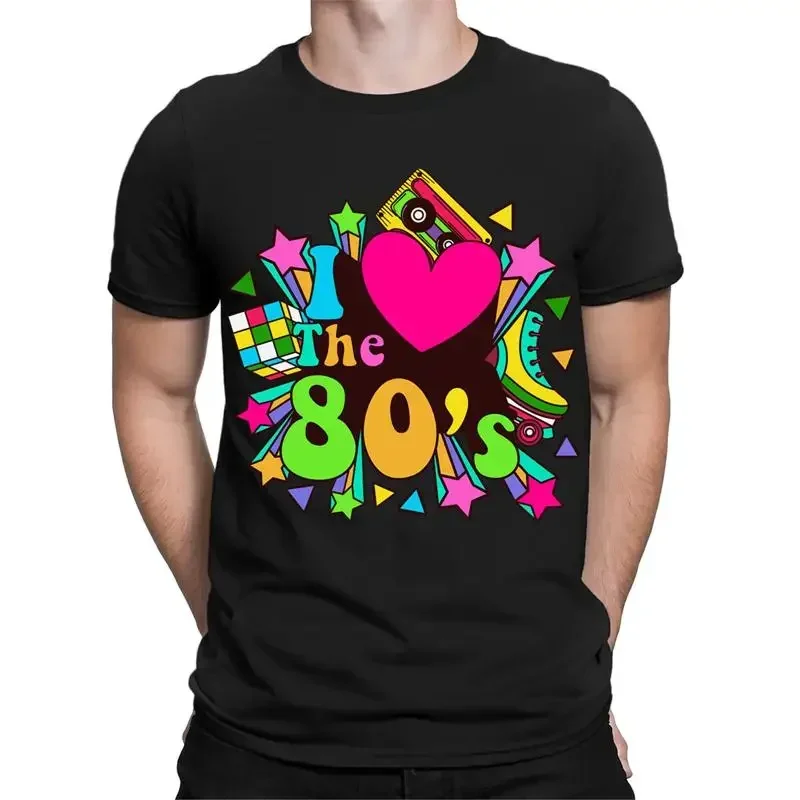 I Love The 80s Fancy Dress Globe Party Neon Festival  T shirt TA 194