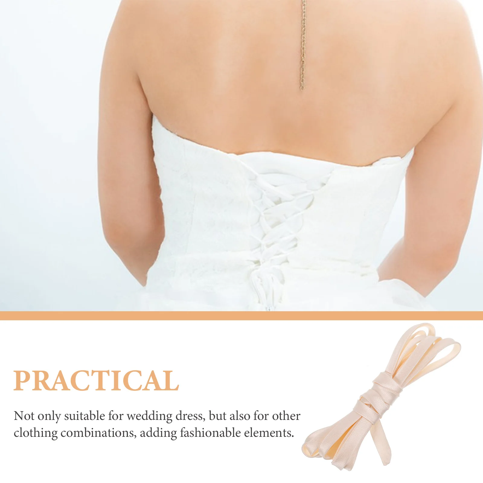 

2M Back Bridal Gown Back Ribbon Ribbon Wedding Dress Bridal Gown Accessory Adjustable Corset Straps Smooth Fabric Long