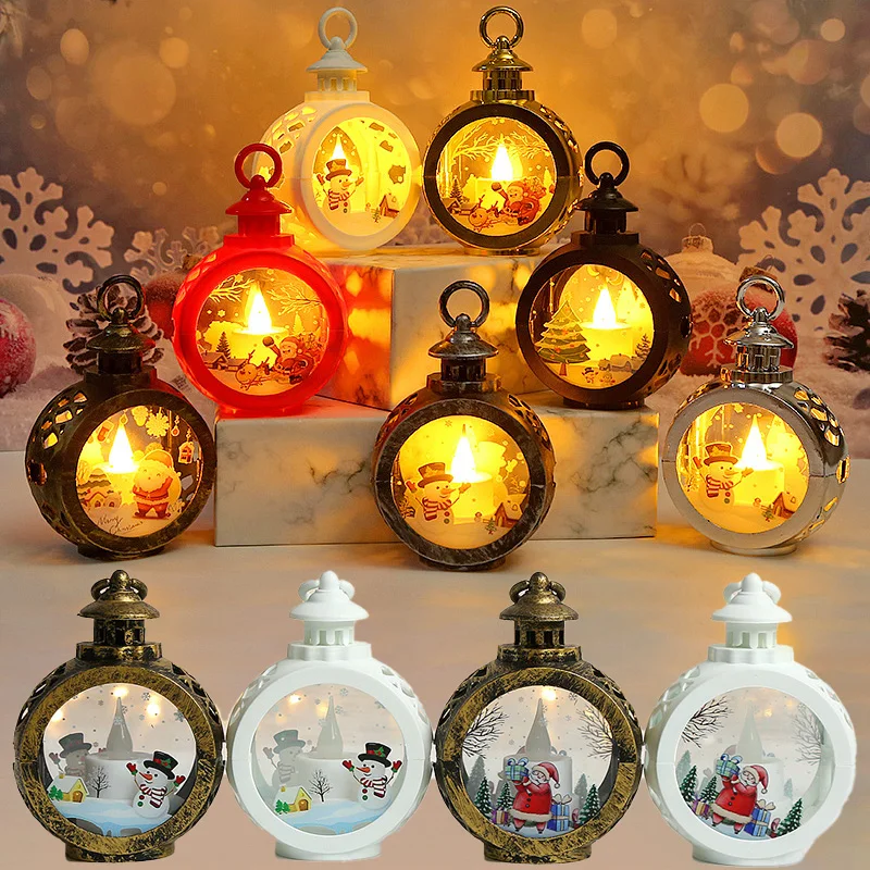 Christmas Led Night Light Santa Claus Retro Party Home Decor Navidad New Year Portable Lamp Hanging Ornaments Xmas Kid Toys Gift