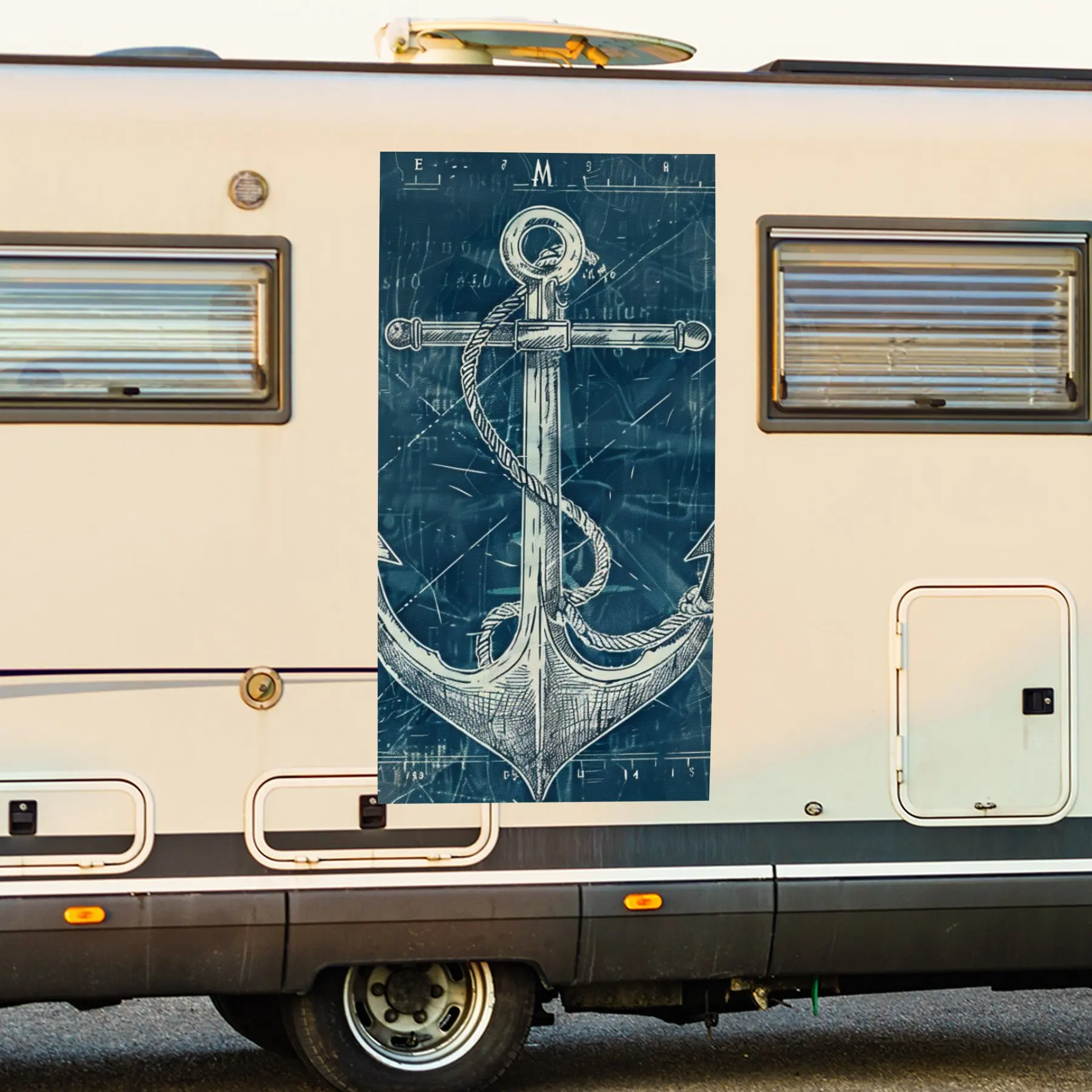 

Автомобильная наклейка с морским якорем и компасом в стиле ретро, виниловая наклейка на сторону дома на моторику, водонепроницаемая самоклеящаяся виниловая наклейка