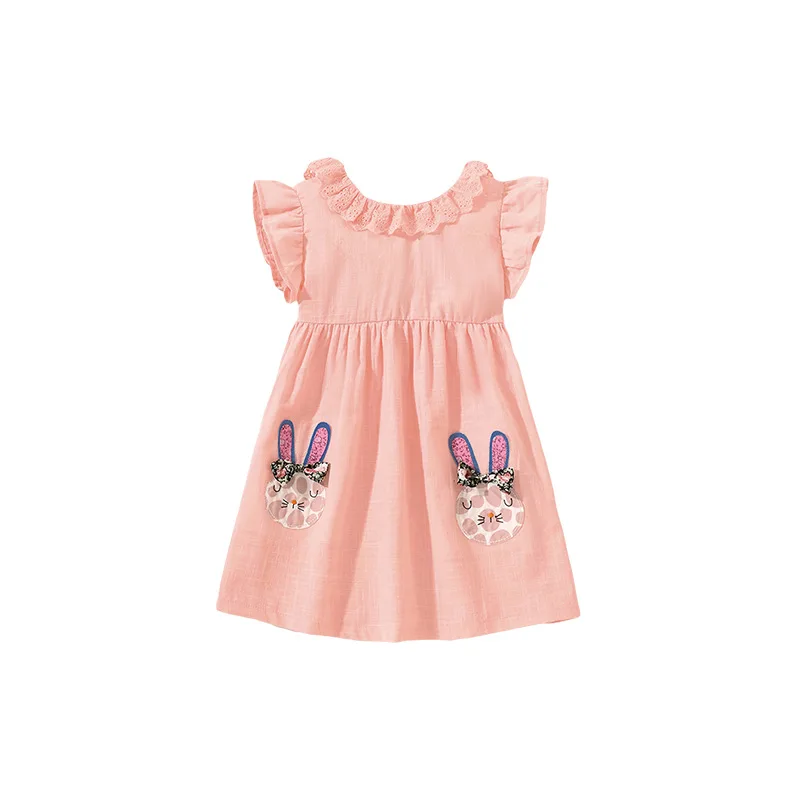 

Girls' Dress Summer New Children's Clothing Cute Lace Round Neck Cotton Girls' Dress