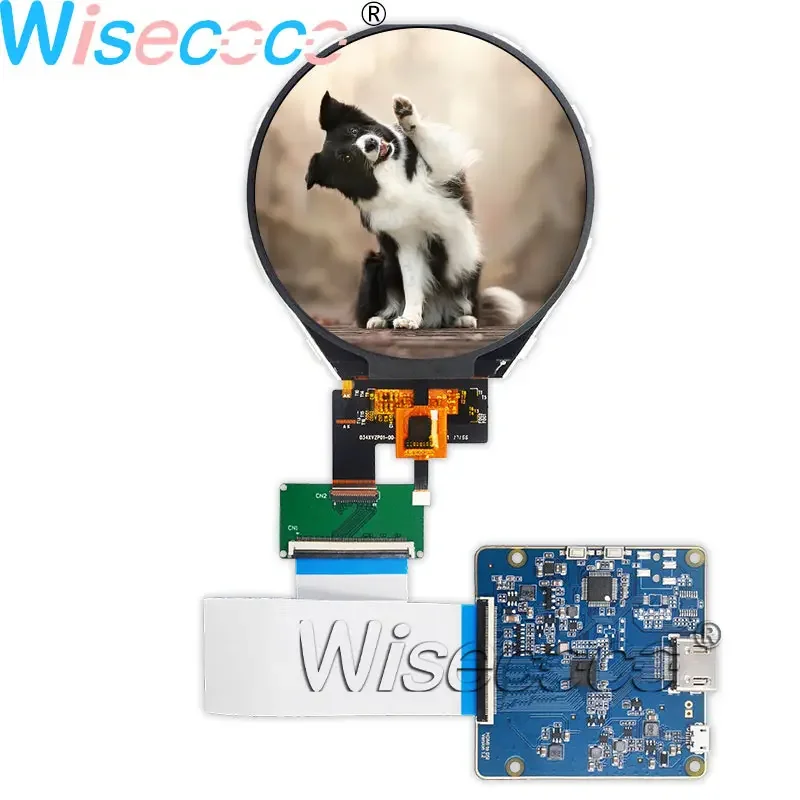 

Wisecoco 3.4 Inch 800*800 Round Circular Display IPS LCD Panel PCAP Touch Screen 39 Pins MIPI HDMI-compatible Controller Board