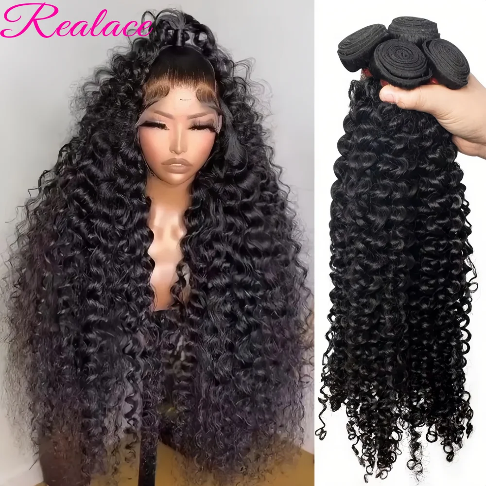 Fasci di capelli umani ad onda profonda Fasci di capelli ricci birmani Capelli umani al 100% Onda d'acqua Estensioni naturali originali dei capelli 1/3/4 Pezzi