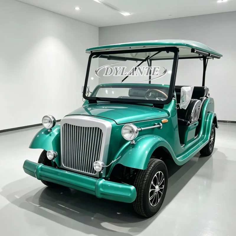 Dylante 8 Passenger Tour Transport With Hard Canopy Roof For Holiday Village Park Retro Vintage Electric Sightseeing Car