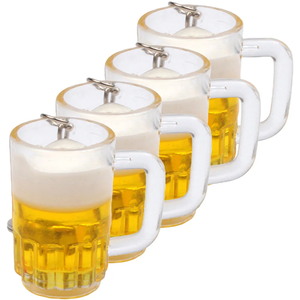 

4Pcs Mini Beer Cup Key Chain Delicate Pendant Decorative Key Ring Backpack Bag Hanging Adorn Keychains Beer Cup Pendant