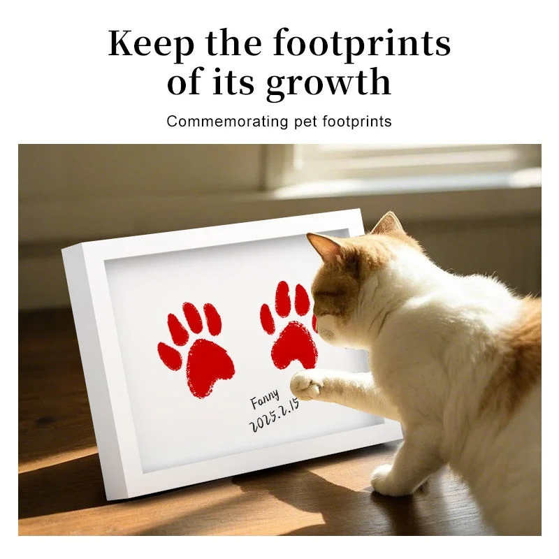DIY Wooden Keepsake Frame Kit for Baby Handprint Pet Paw Print Wash Free Ink Pad Included Memorial Gift for Pet Owners