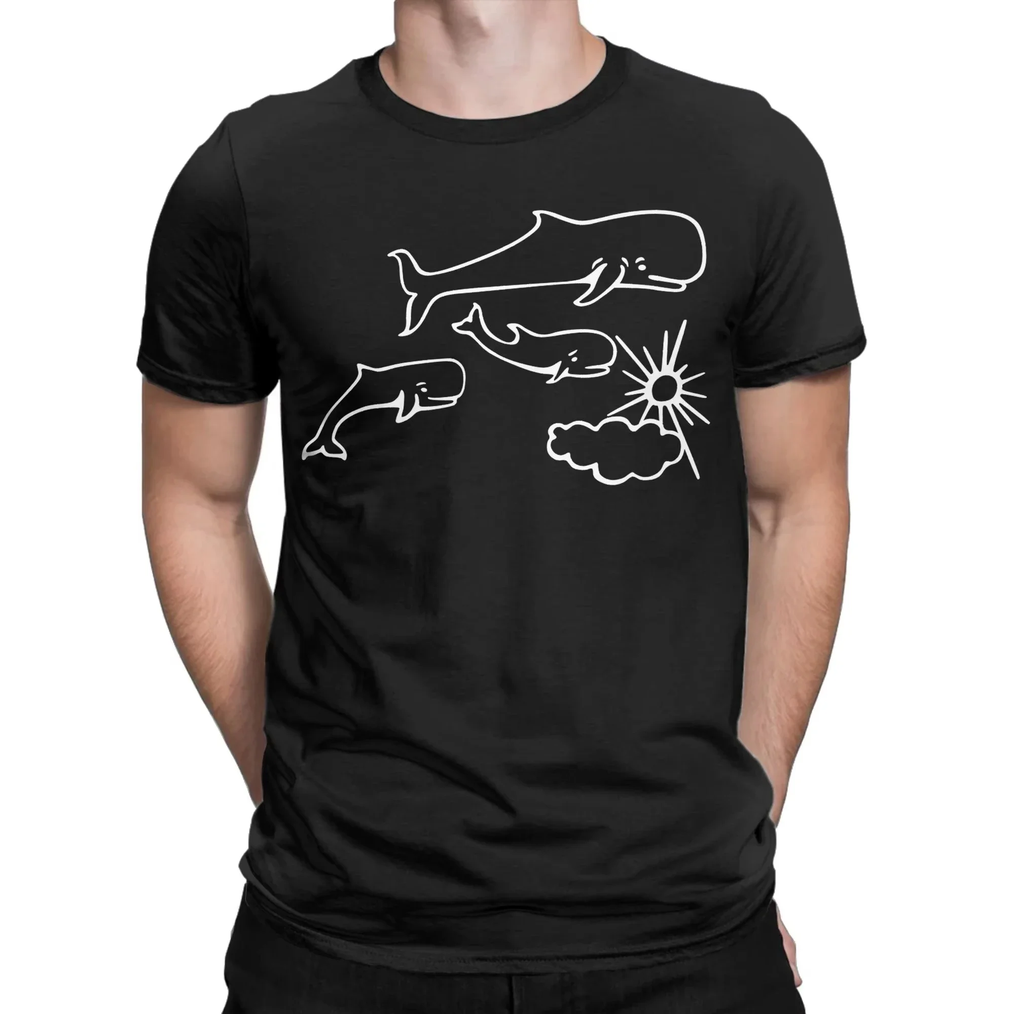 Herren-T-Shirt mit Wal- und Sonnen-Tattoo von Robe de Extremoduro, Baumwollkleidung, lässiges T-Shirt mit kurzen Ärmeln, O-Ausschnitt, Übergröße