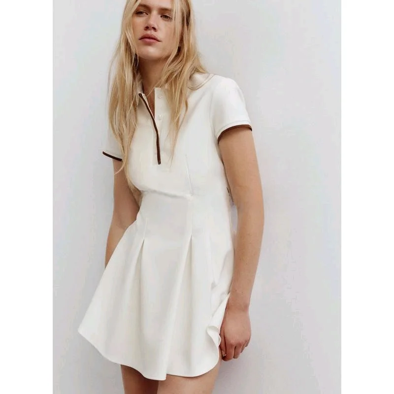 ربيع جديد وصول ort محبوك الدكتور طوق ألف خط صورة ظلية عالية الخصر ركاب Sle ألياف البوليستر الصيف الدكتور