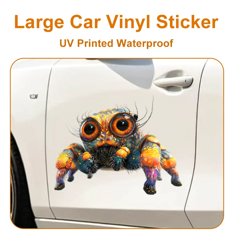 Large Size Red-eyed Spider Beast Car Sticker Creative Multi-position Sticker Cover Paint Blemishes As Halloween Car Ornament