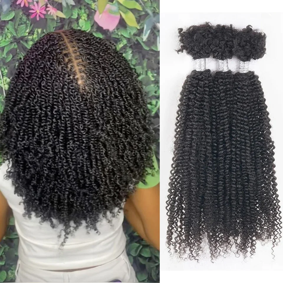 22 Zoll Kinky Twist Crochet Flechten Haar 100 % Echthaar Bundles Sleek Curly Human Hair Bulks QVR 3 PCS Afro Kinky V Bulk Hair