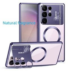 High-end metal aromatherapy stand case For Samsung Galaxy S26Ultra S25 S24 S23 22 Large window magnetic suction For S24 S23 case