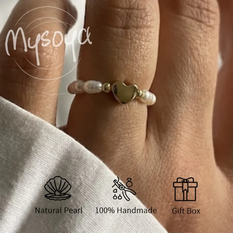 

MYSOYA кольцо из белого рисового пресноводного жемчуга 3-4 мм с подарочной коробкой для свадьбы/юнем/день рождения/Рождества/юбилейного подарка