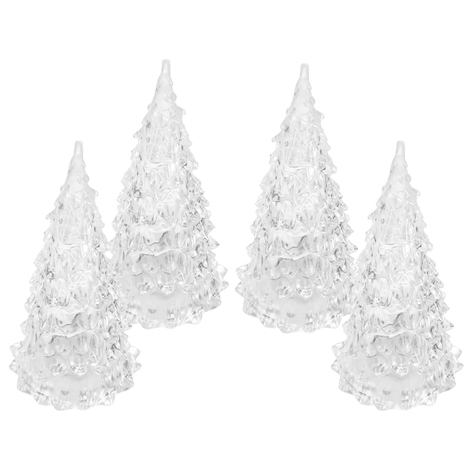 

4 Pcs Color Changing Festive Tree Glowing Christmas Table Lamps Ornament White Outdoor Decor