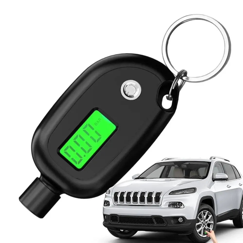 Mini Size Digital Keychain Tire Pressure Gauge LCD Display Keychain Style Tire Pressure Meter Pressure Gauge Safety Alarm