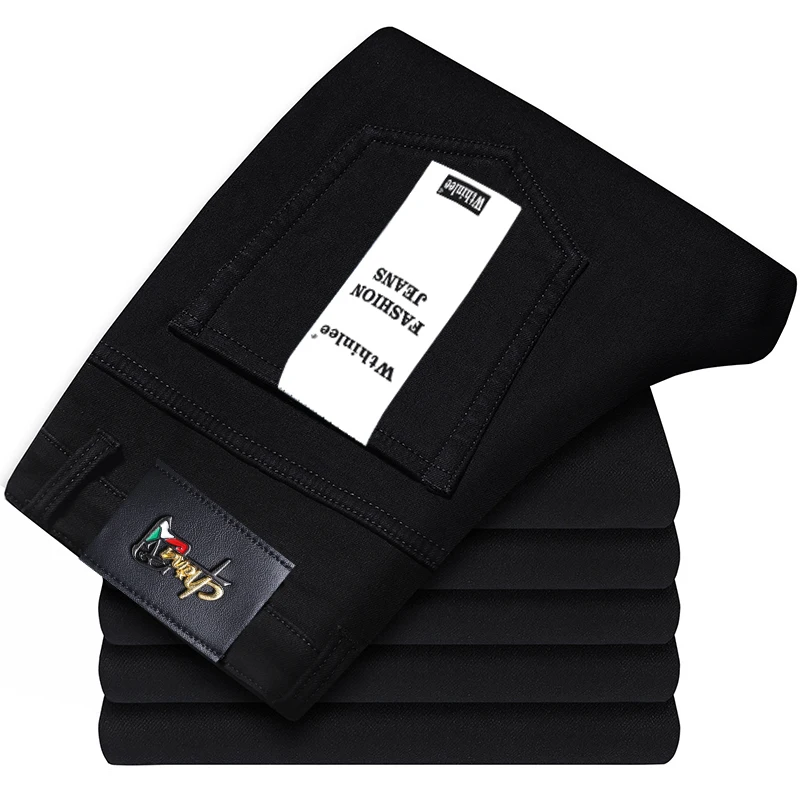 

2025 Wthinlee New Business Men's Jeans Casual Straight Stretch Fashion Classic Black Work Denim Trousers Male Brand Clothing