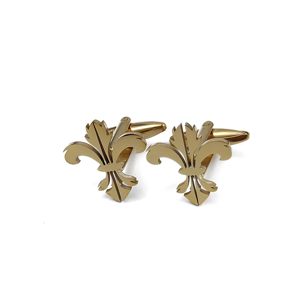 Gentlemen's Hollowed Out Iris Flower Cufflinks Iris Retro Badge Business Dress Shirt Cuffs Cufflinks Brooch Decorative Accessory