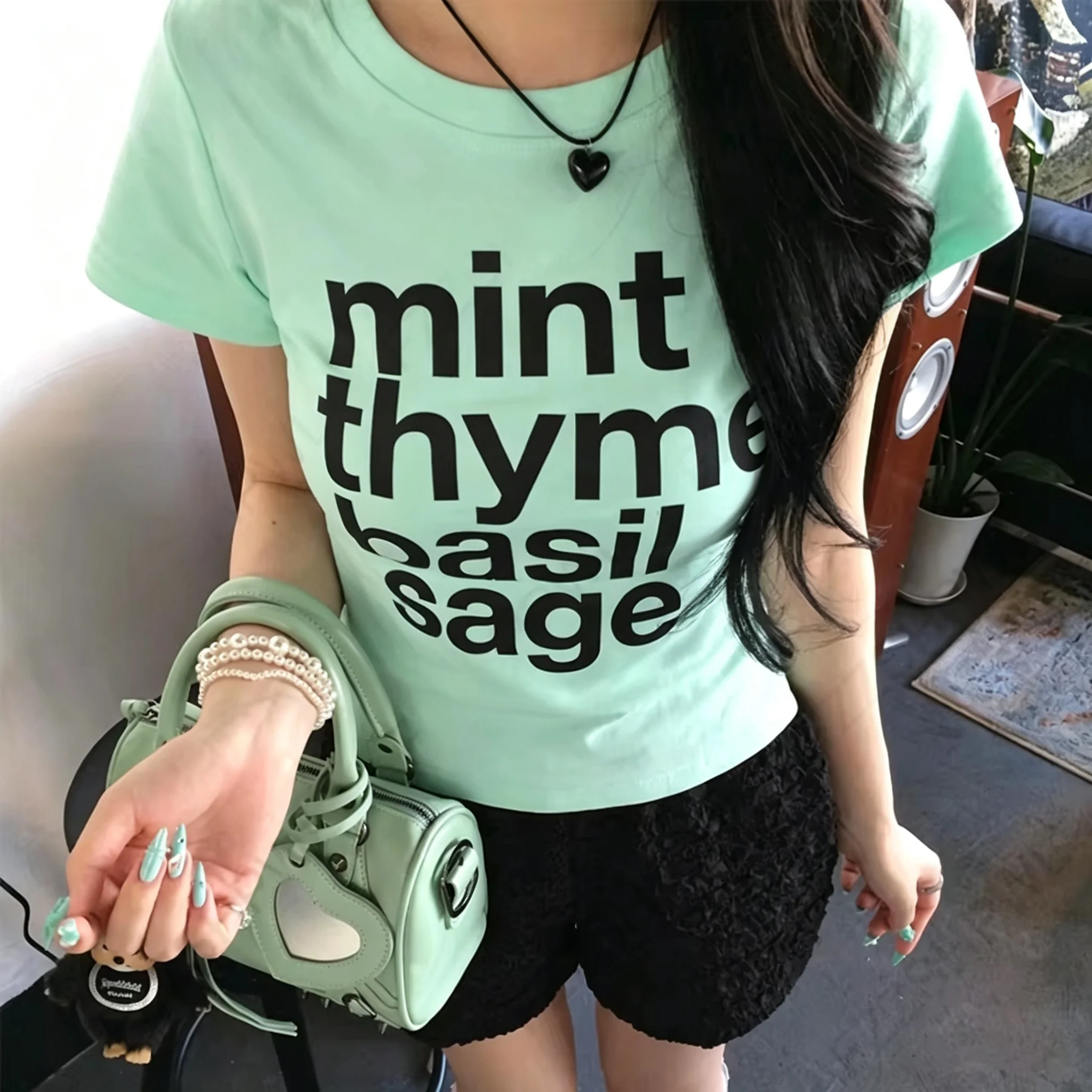 Women's Summer Letter Print Minimalist Short Sleeve T-shirt For Harajuku Y2K Coquette  Daily Fresh Cute Fashion Casual Wear view 5