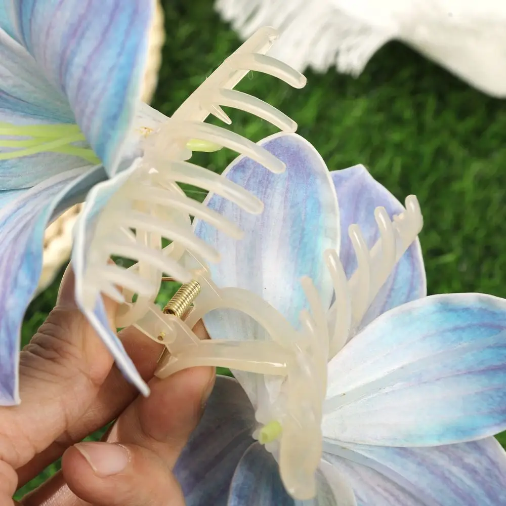 الحلو بوهيميا زهرة الزنبق مشبك شعر ذيل حصان كليب انتزاع كليب كالا مشبك شعر أغطية الرأس غطاء الرأس مشبك شعر كبير يوميا