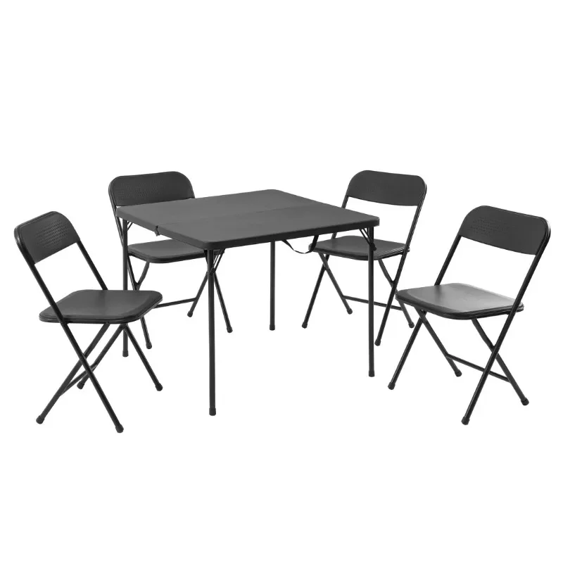 

Mainstays 5 Piece Resin Card Folding Table and Four Folding Chairs Set, Black led bar table