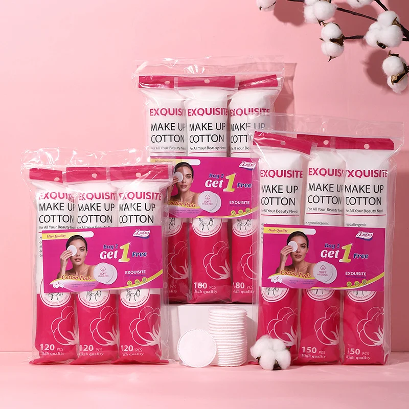 Bestselling round Cotton Combo Pack Neutral Thick Double-Sided Makeup Remover Pads Eco-Friendly round Sandwich Cotton Pads