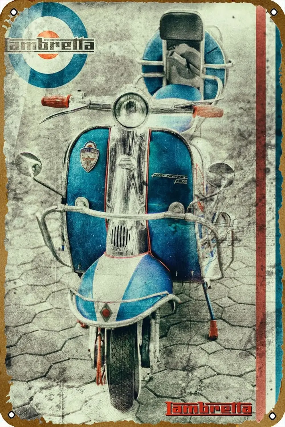 Vintage Lambretta scooter Retro Car Metal Tin Sign Posters Wall Decor 12X8-Inch 8inchx12inch sign sign