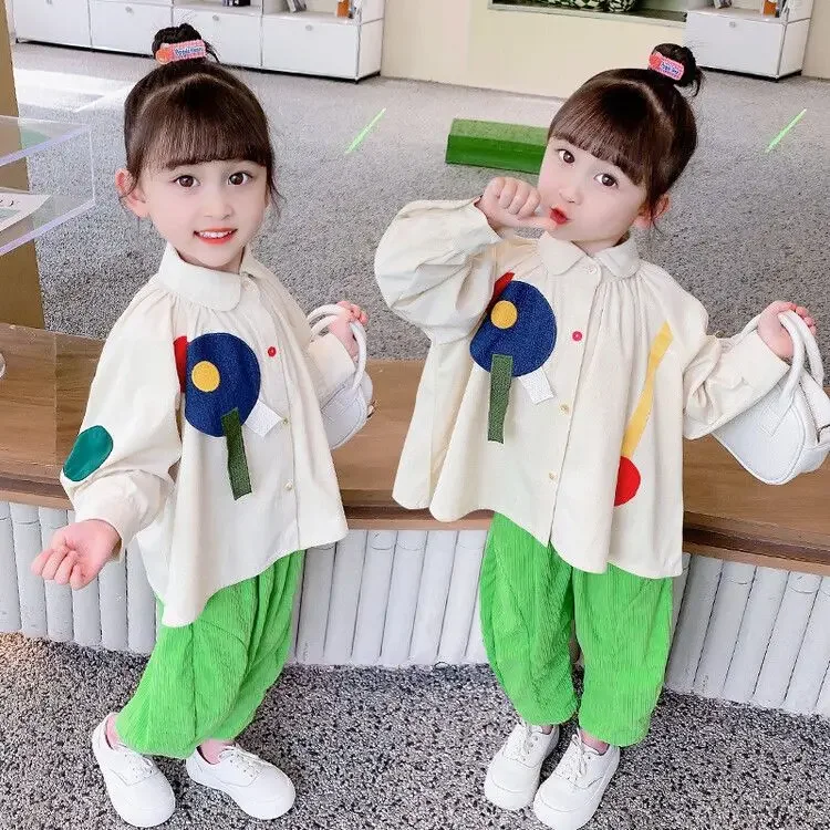 

Одежда для девочек, модный костюм, весна 2024, новинка спортивного цвета для маленьких девочек на весну и осень, милые дети