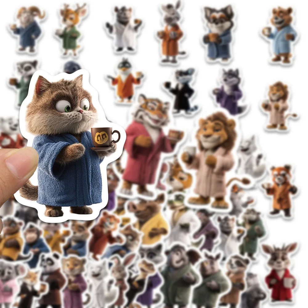 50 pçs café bebendo animais adesivos diy caso de telefone notebook copo água decoração da motocicleta adesivos à prova dwaterproof água brinquedo