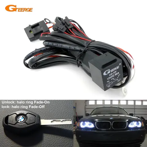 릴레이 배선 하네스 키트 BMW E46 E36 E38 E39 E90 E91 E60 E61 천사 눈 헤일로 링, LED 또는 CCFL, 페이드 온 페이드 오프 기능