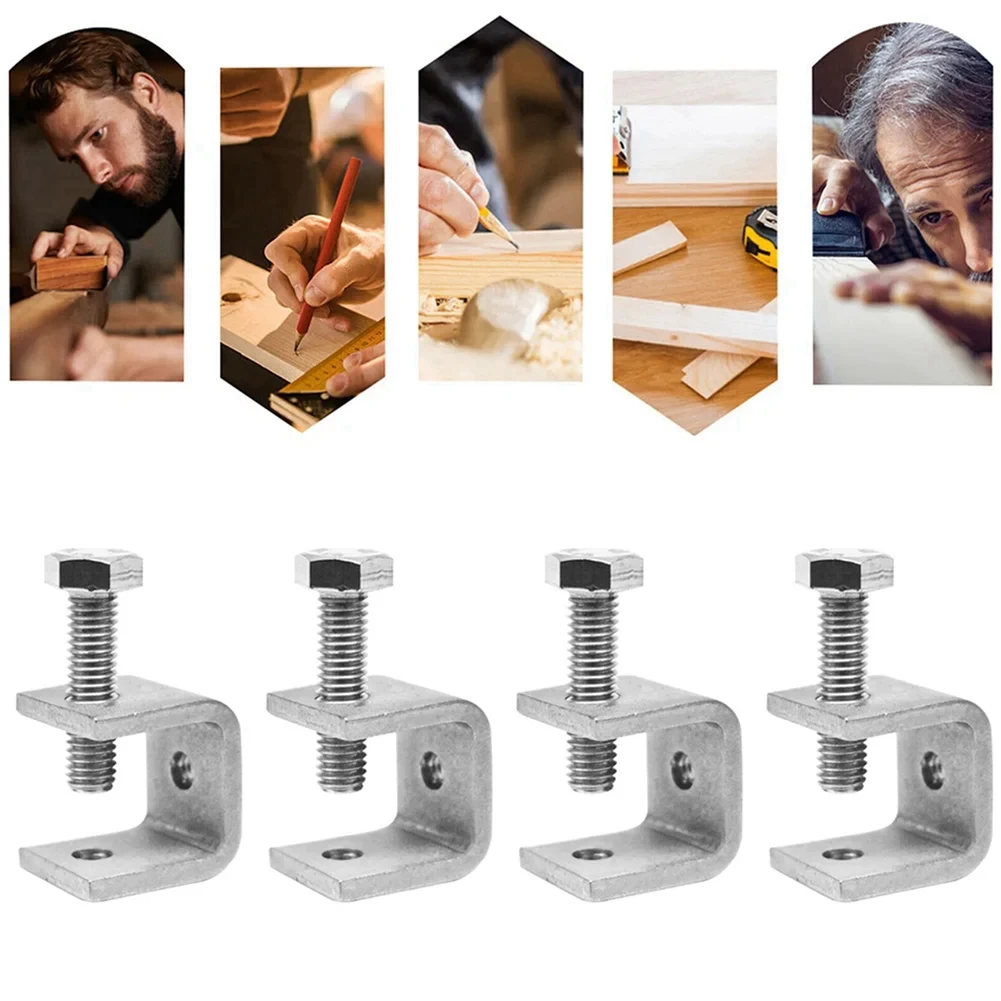 Abrazadera cuadrada de tubo de acero de 4 piezas, anillo de tracción, Clip de soporte fijo ajustable, sujetadores de Hardware multifunción