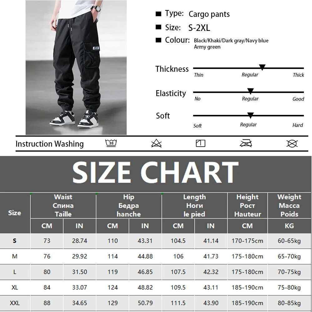 Herren Frühling Herbst Straße Arbeitshose Multi Pocket Casual Trainingshose Joggen und Wandern Freizeithose Herren Cargohose – Detail 1