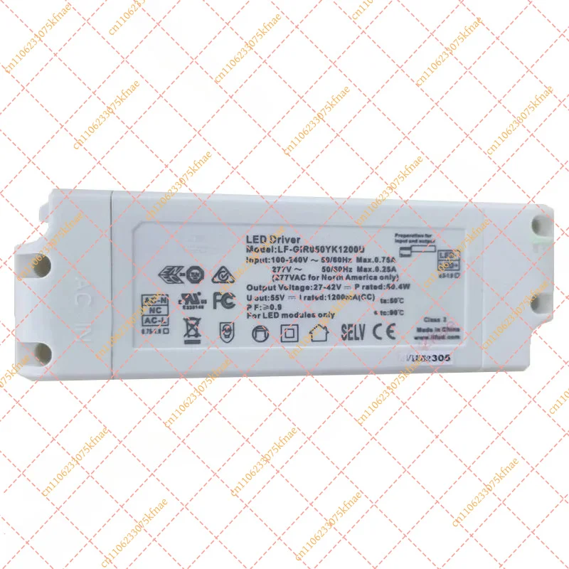 for Lifud LF-GIR050YK1200U LED Driver 50W 55W Isolated Constant Current Power Supply 1200mA 1300mA 100-277V 27-42Vdc Transformer