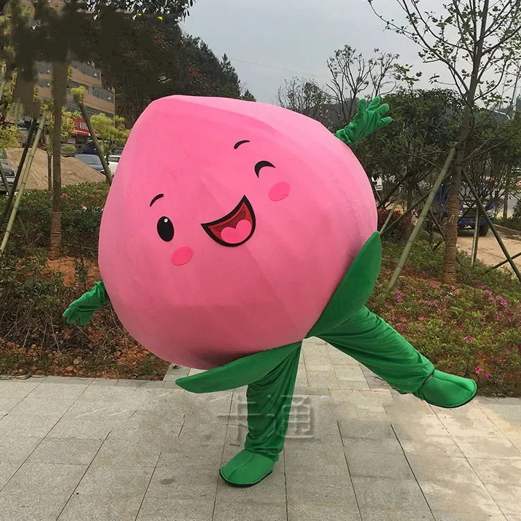 Fruit Pink Peach Mascot Costume Suit Free Size Peach Cartoon Charactor Mascot Costumes Fancy Dress Party Outfit Can Add Logo